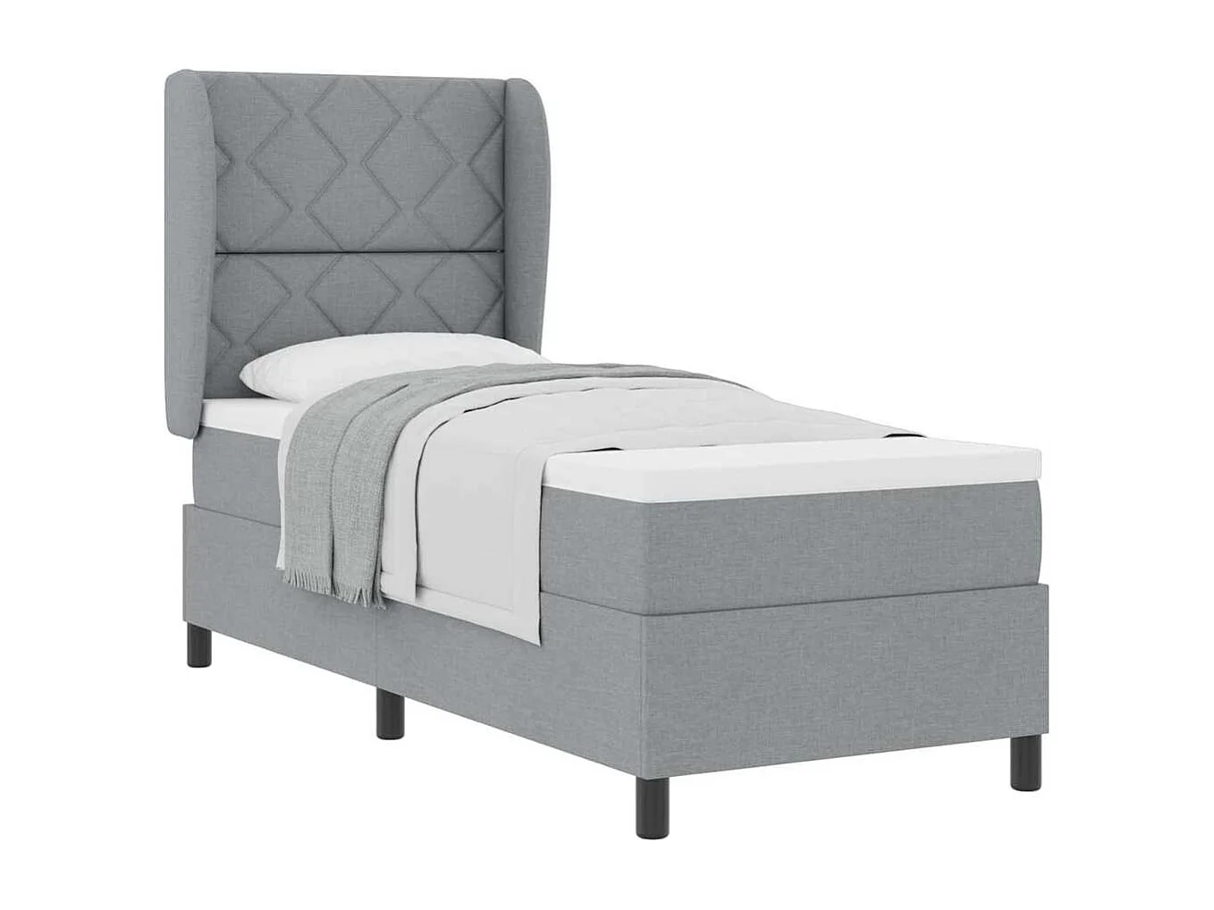 Cadre de lit avec matelas Gris clair 80 x 200 cm tissu