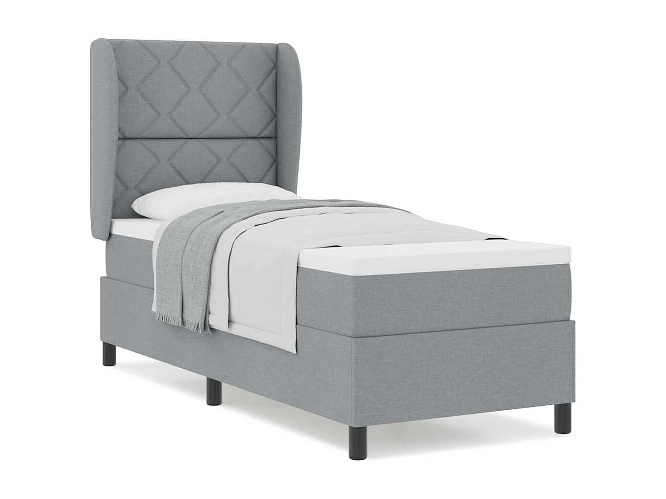 Cadre de lit avec matelas Gris clair 80 x 200 cm tissu