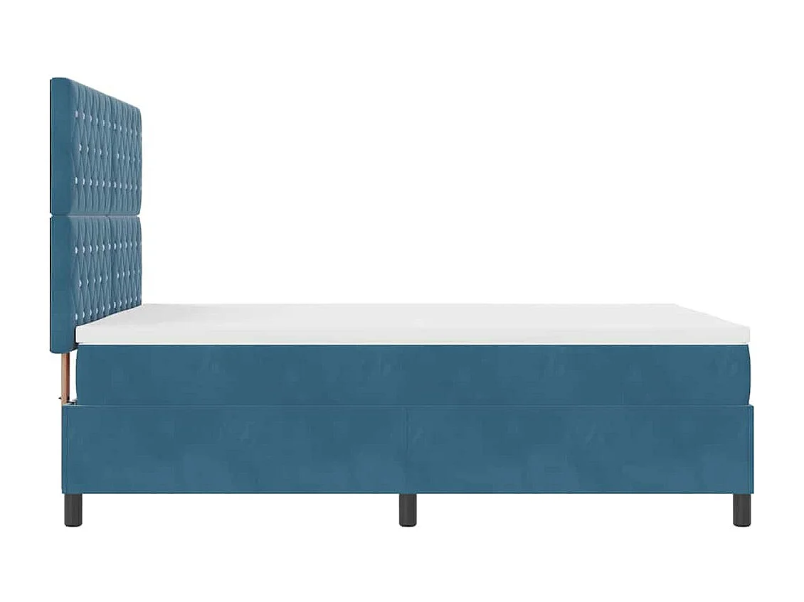 Cadre de lit avec matelas Bleu foncé 140 x 190 cm Velours