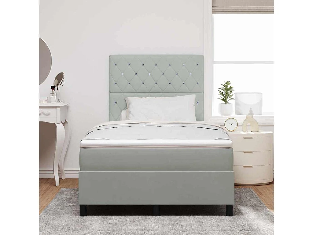 Cadre de lit avec matelas Gris clair 120 x 190 cm Velours
