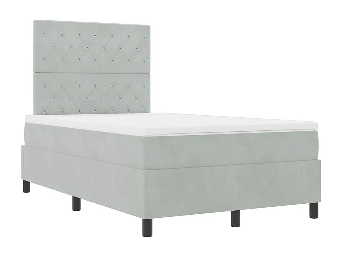 Cadre de lit avec matelas Gris clair 120 x 190 cm Velours