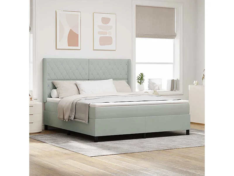 Boxspring bed met hoofdeinde Lichtgrijs 180 x 200 cm Fluweel