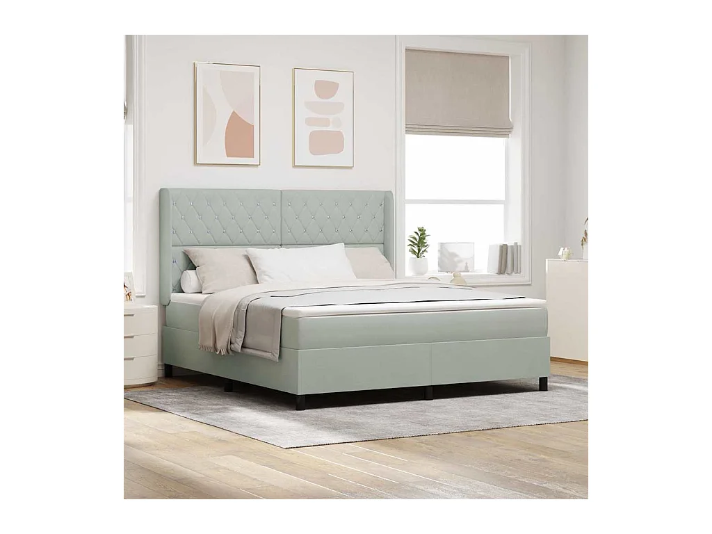 Boxspring bed met hoofdeinde Lichtgrijs 180 x 200 cm Fluweel