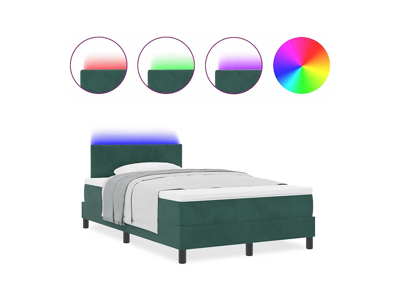 Cadre de lit avec tête de lit Vert foncé 120 x 190 cm Velours