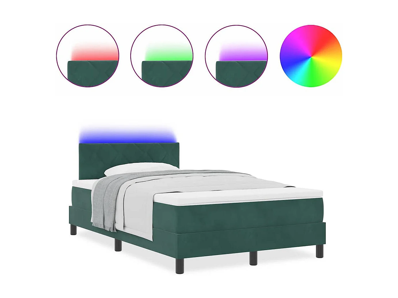 Cama tipo Box Spring Verde oscuro 120 x 190 cm Terciopelo