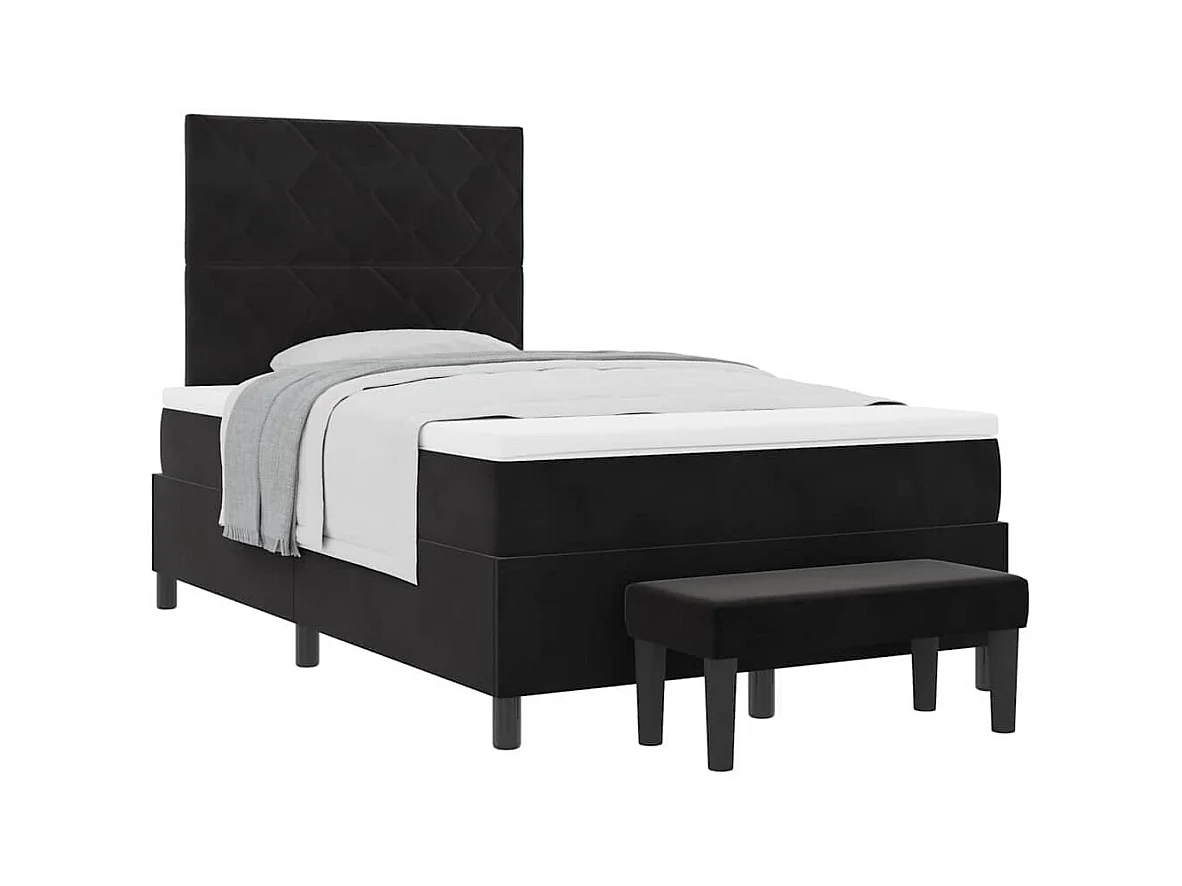 Cadre de lit avec matelas Noir 120 x 200 cm Velours