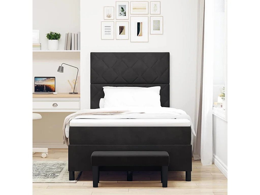 Cadre de lit avec matelas Noir 120 x 200 cm Velours