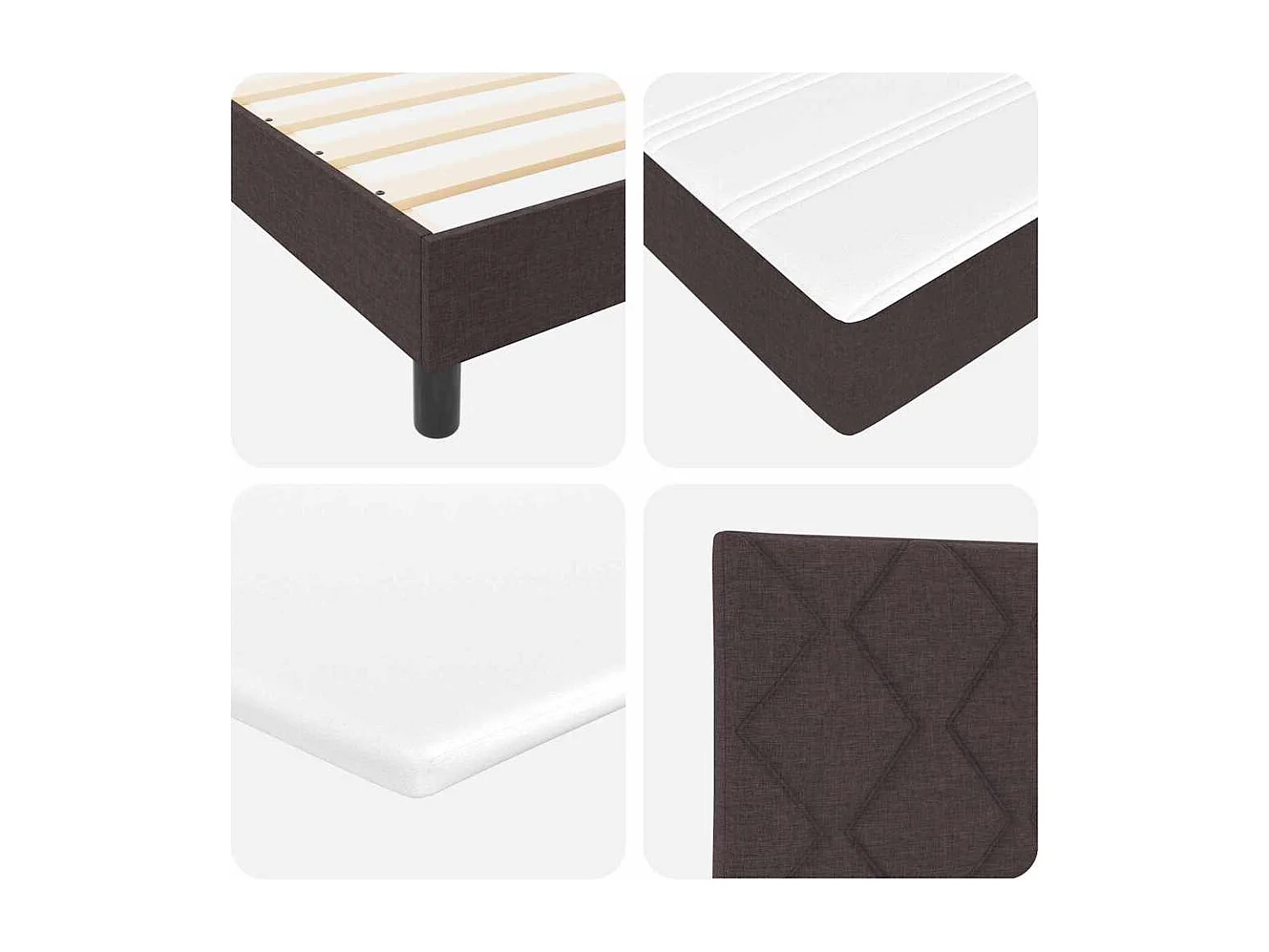 Cama box spring con colchón Marrón oscuro 160 x 200 cm tela