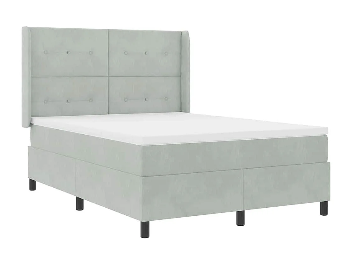 Cadre de lit avec Matelas LED Gris clair 140 x 190 cm Velours