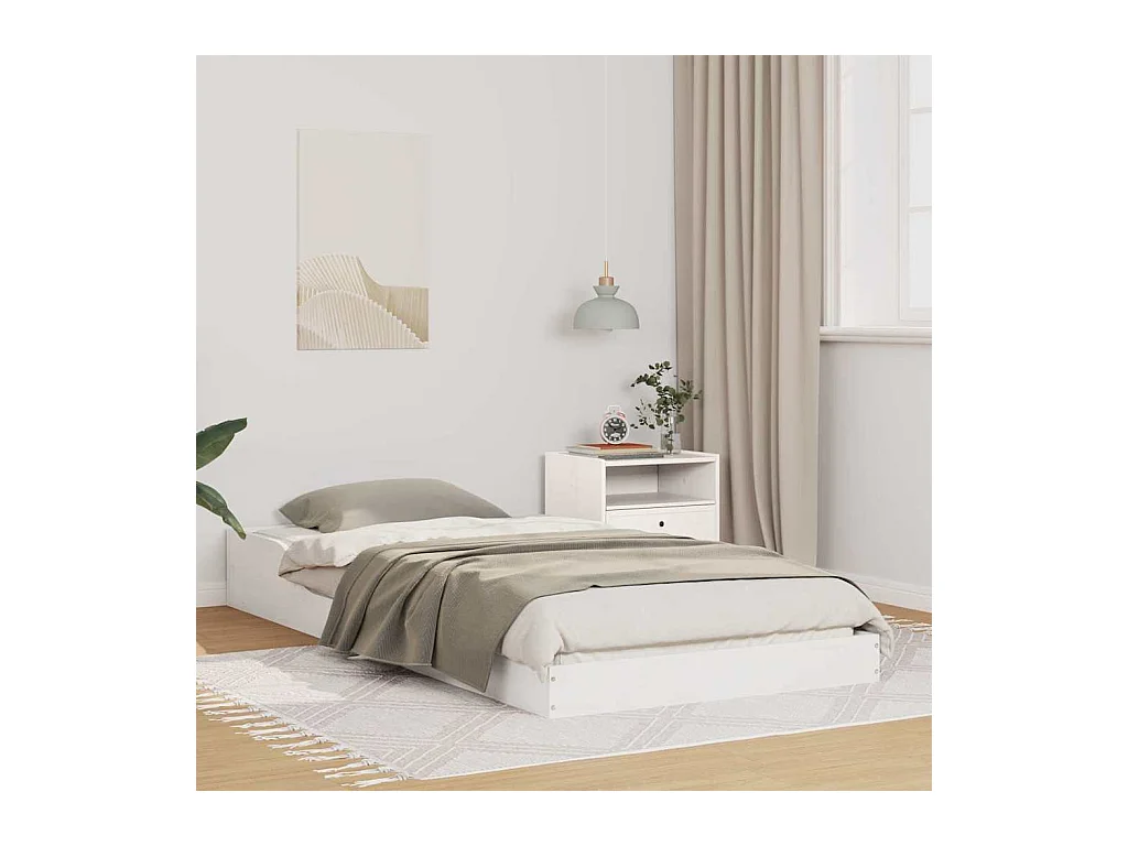 Cadre de lit Blanc 90 x 210 cm Bois massif en pin