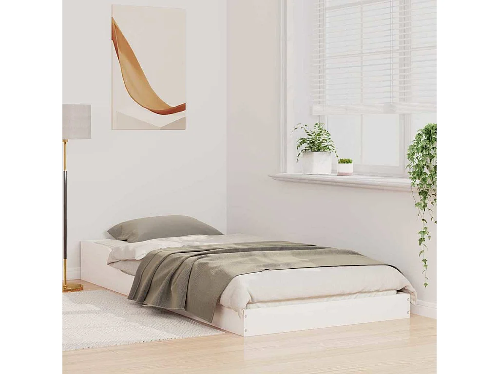 Cadre de lit Blanc 90 x 210 cm Bois massif en pin