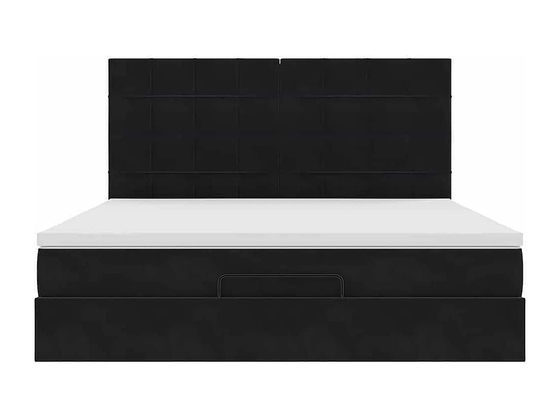 Cadre de lit ottoman avec matelas noir 180x200cm velours