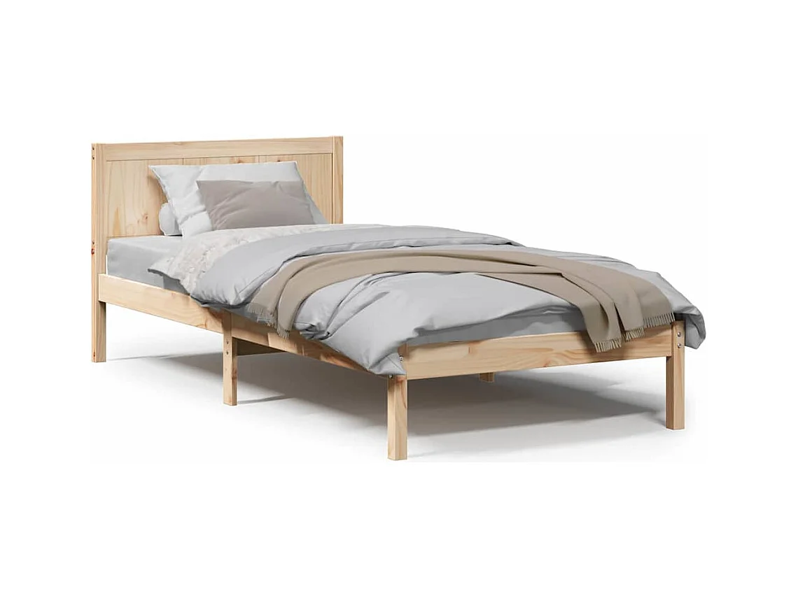 Estructura de cama Marrón 100 x 200 cm Madera maciza de Pino