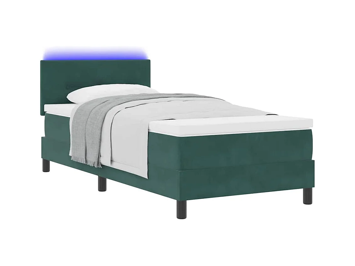 Cadre de lit avec matelas Vert foncé 90 x 200 cm Velours