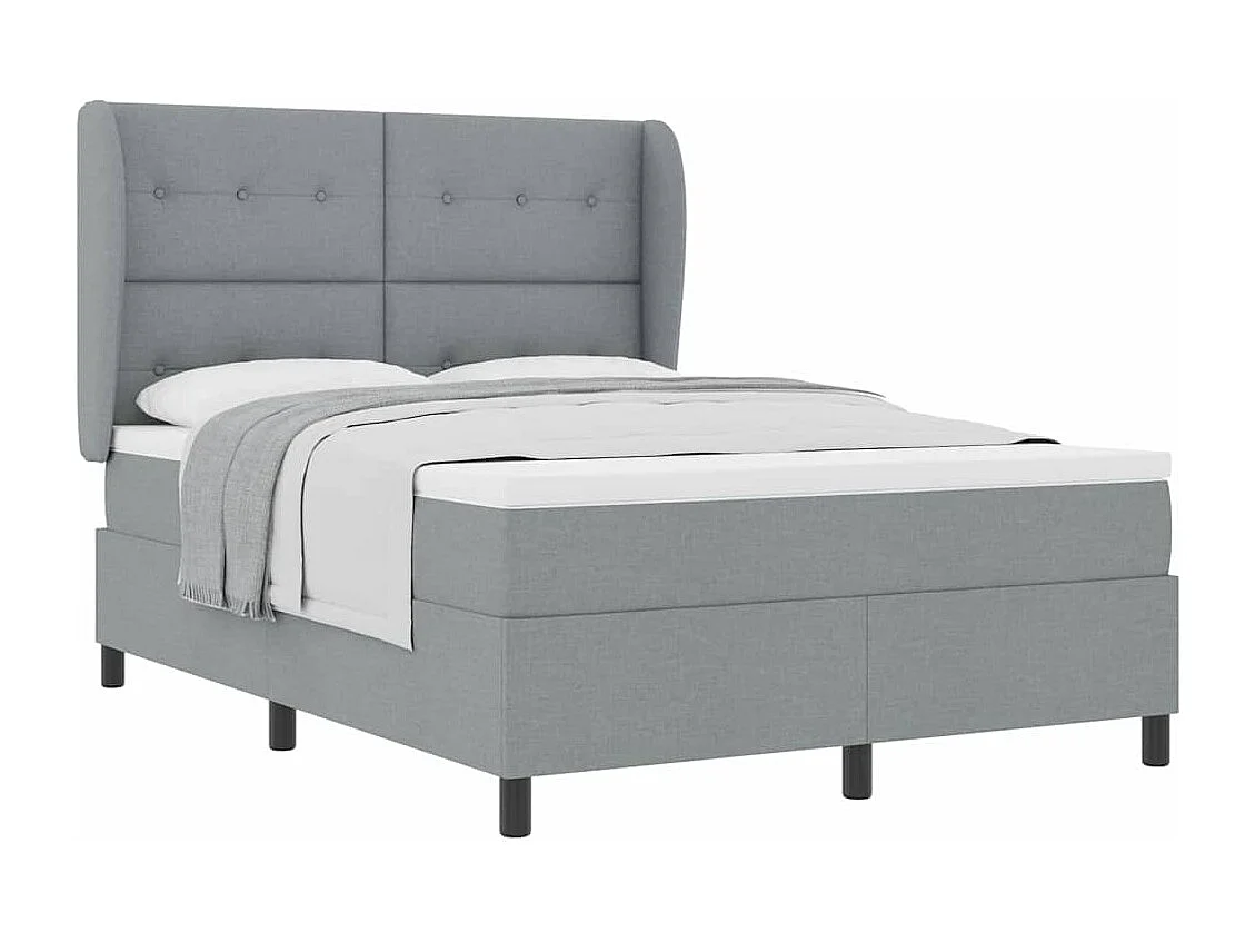 Cama tipo Box Spring con colchón Gris claro 140 x 200 cm tela