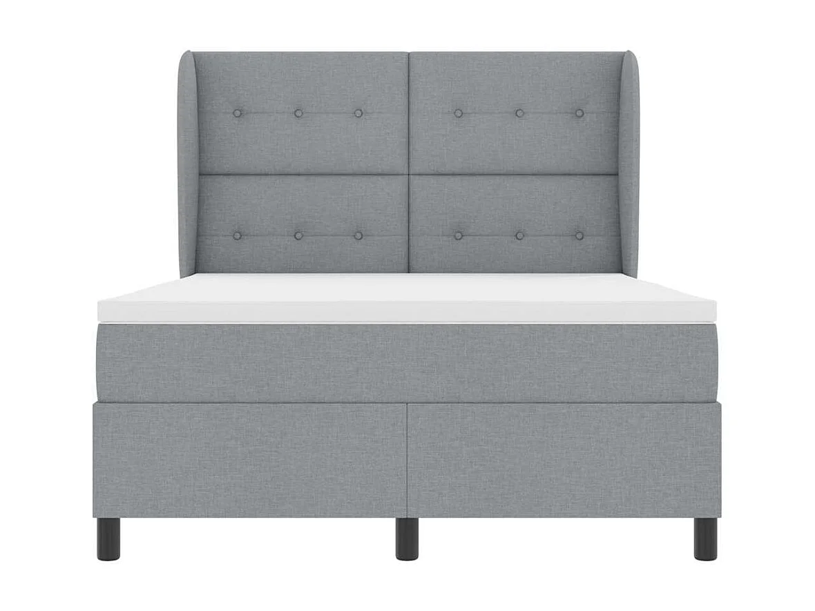 Cama tipo Box Spring con colchón Gris claro 140 x 200 cm tela