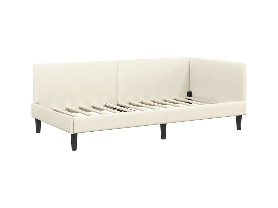 Cadre de lit d'angle Autre avec tête de lit Crème 90 x 200 cm