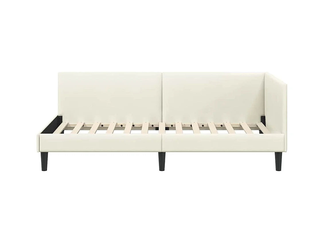 Cadre de lit d'angle Autre avec tête de lit Crème 90 x 200 cm