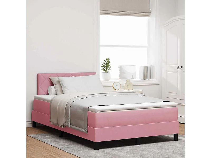 Cama Box Spring com Colchão Rosa 120 x 190 cm tecido
