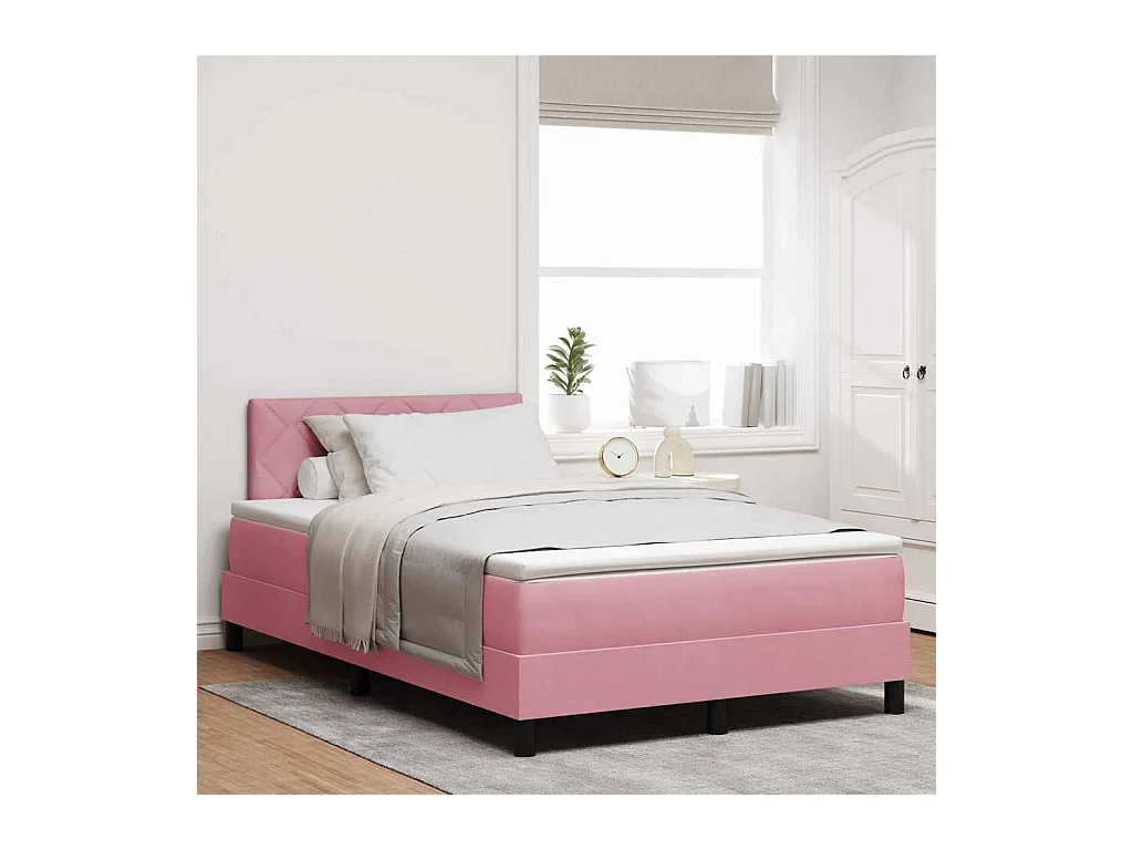 Cadre de lit avec matelas Rose 120 x 190 cm tissu
