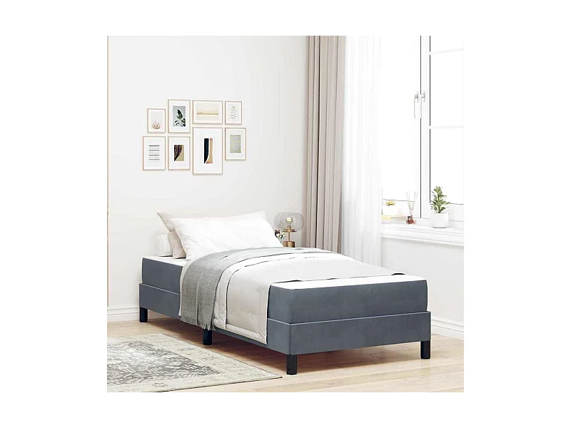 Cadre de lit avec matelas Gris foncé 80 x 200 cm Velours