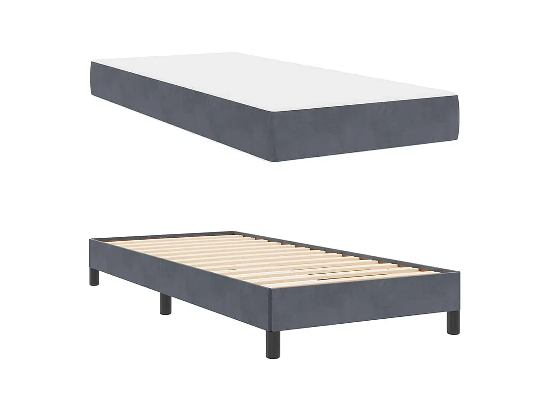 Cadre de lit avec matelas Gris foncé 80 x 200 cm Velours