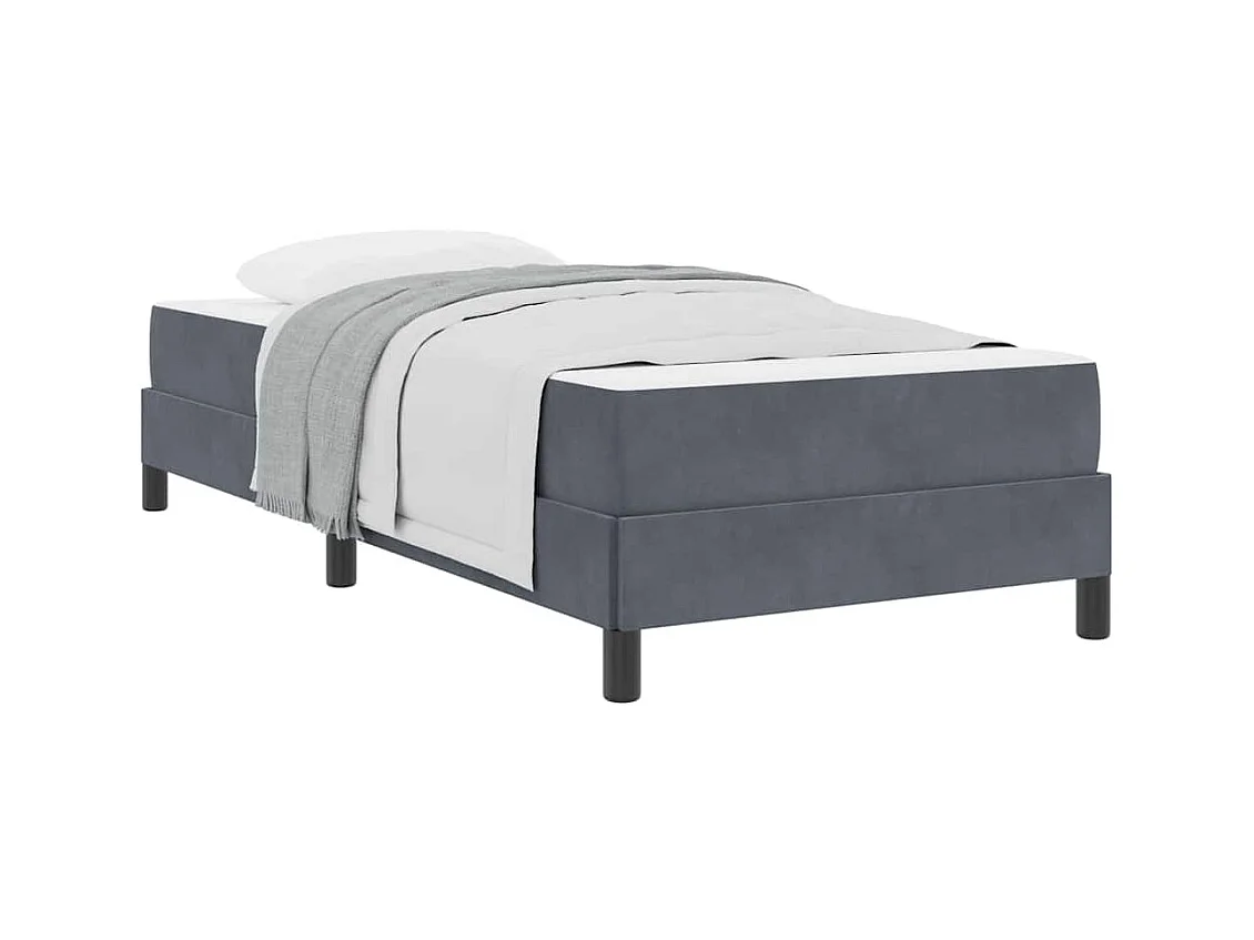 Cadre de lit avec matelas Gris foncé 80 x 200 cm Velours