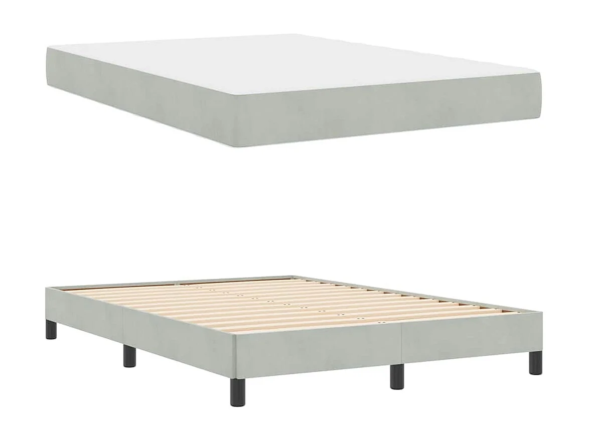 Cadre de lit avec matelas Gris clair 140 x 200 cm Velours