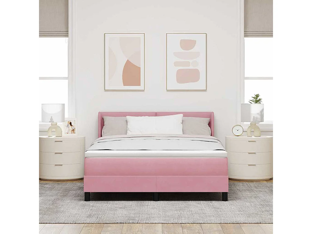Cama con Somier y Colchón Negra 100x200 cm Terciopelo Rosa