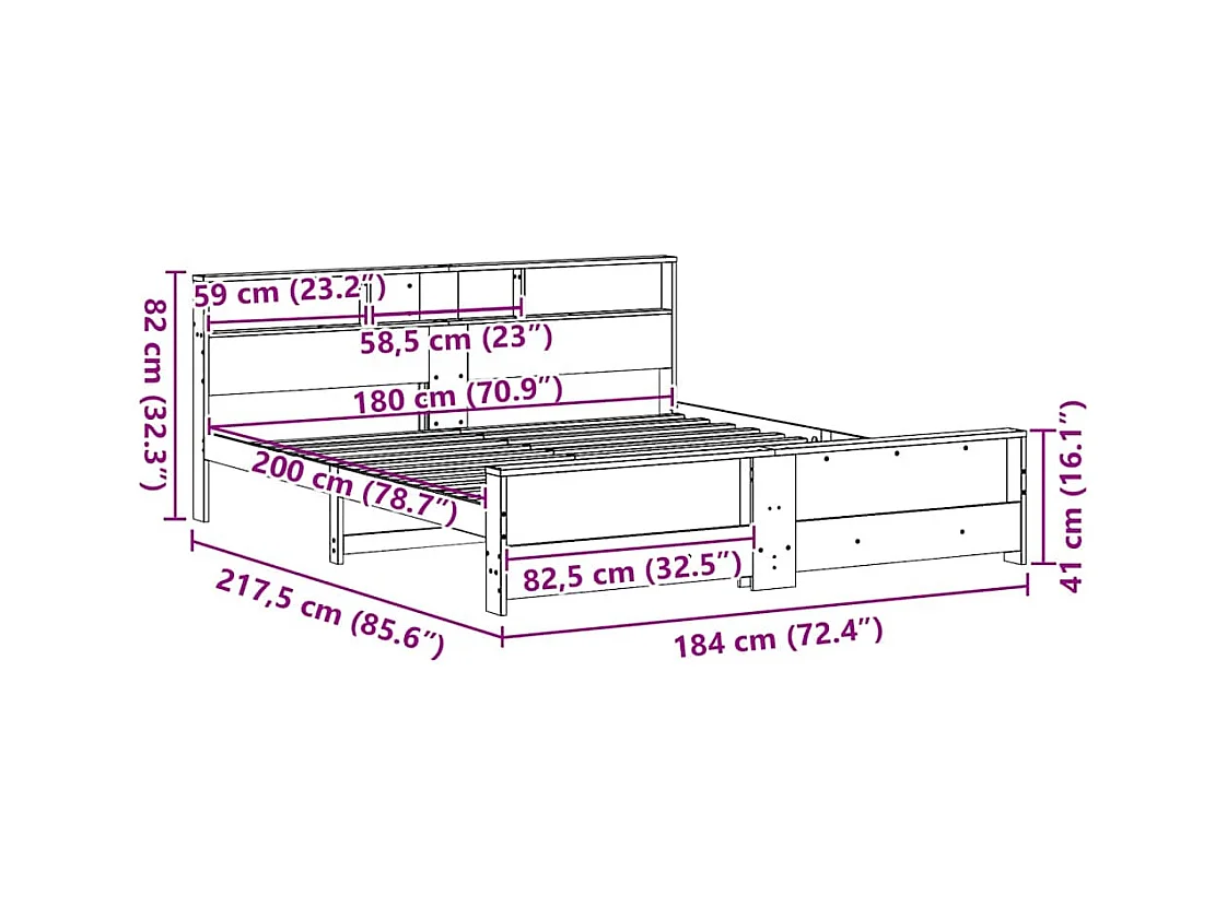 Estructura de cama Blanco 180 x 200 cm Madera maciza de pino