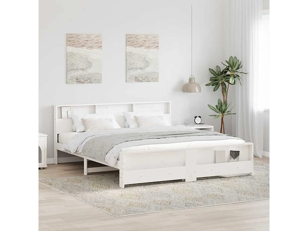 Estrutura da Cama Branco 180 x 200 cm Madeira de pinho maciça