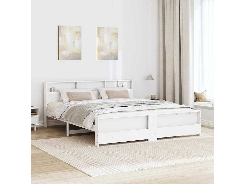 Estrutura da Cama Branco 180 x 200 cm Madeira de pinho maciça