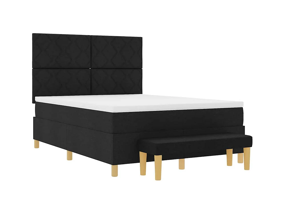 Cama Box com colchão com cabeceira Preto 140 x 200 cm tecido