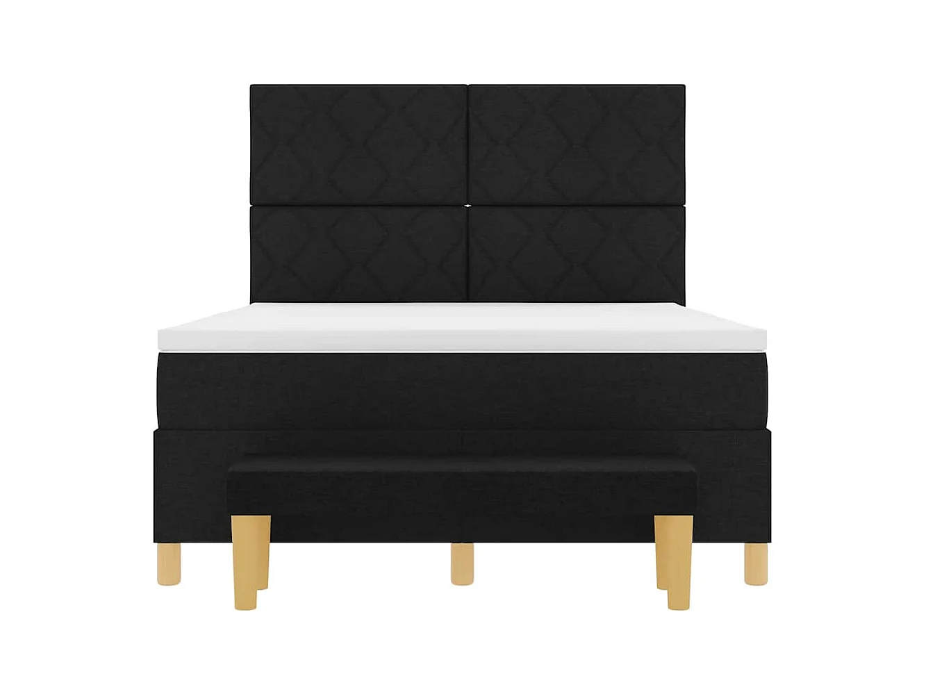 Cama Box com colchão com cabeceira Preto 140 x 200 cm tecido