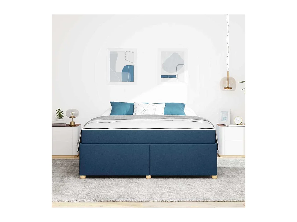 Estrutura da Cama com colchão Azul 180 x 200 cm tecido