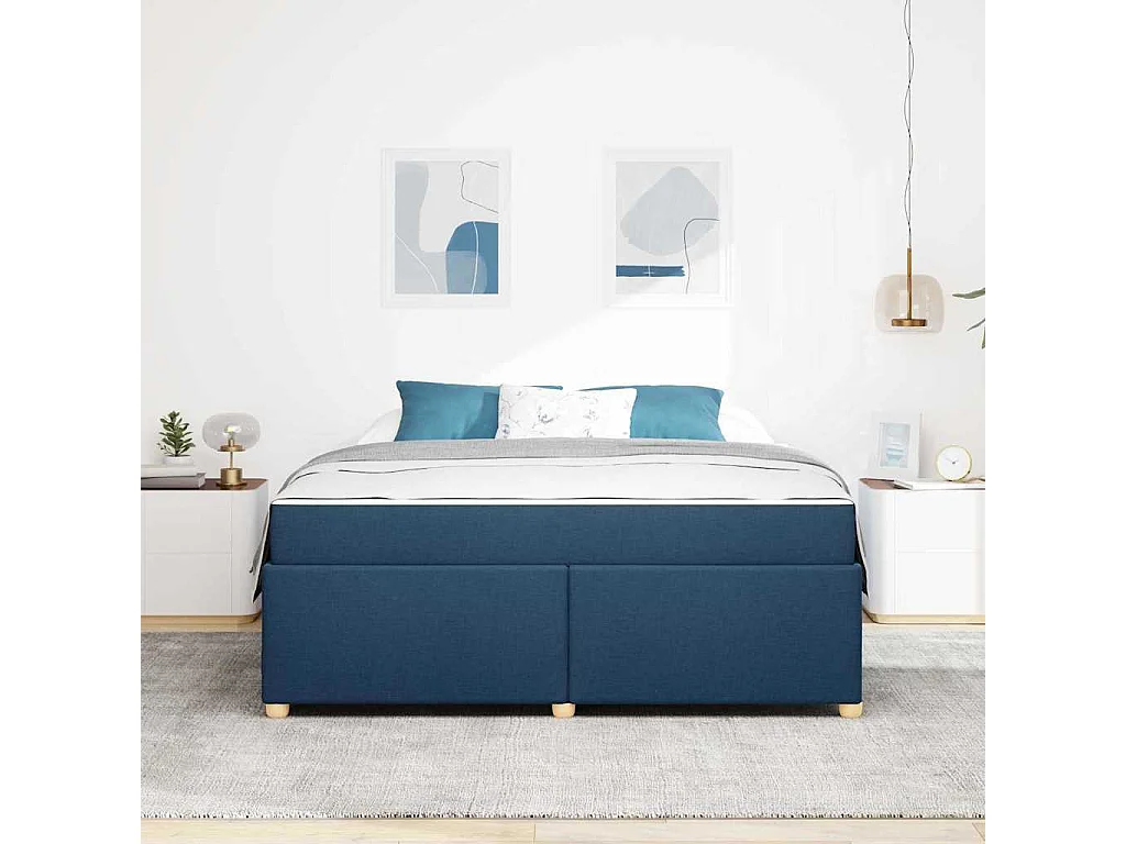 Bedframe met matras Blauw 180 x 200 cm Stof