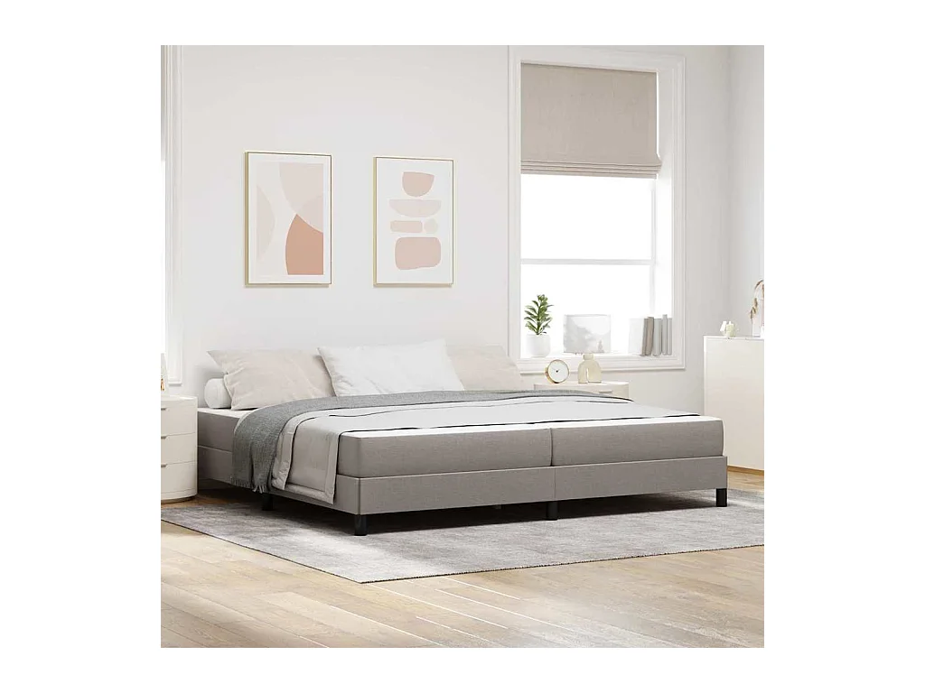 Cama tipo Box Spring con colchón Taupé 200 x 200 cm tela
