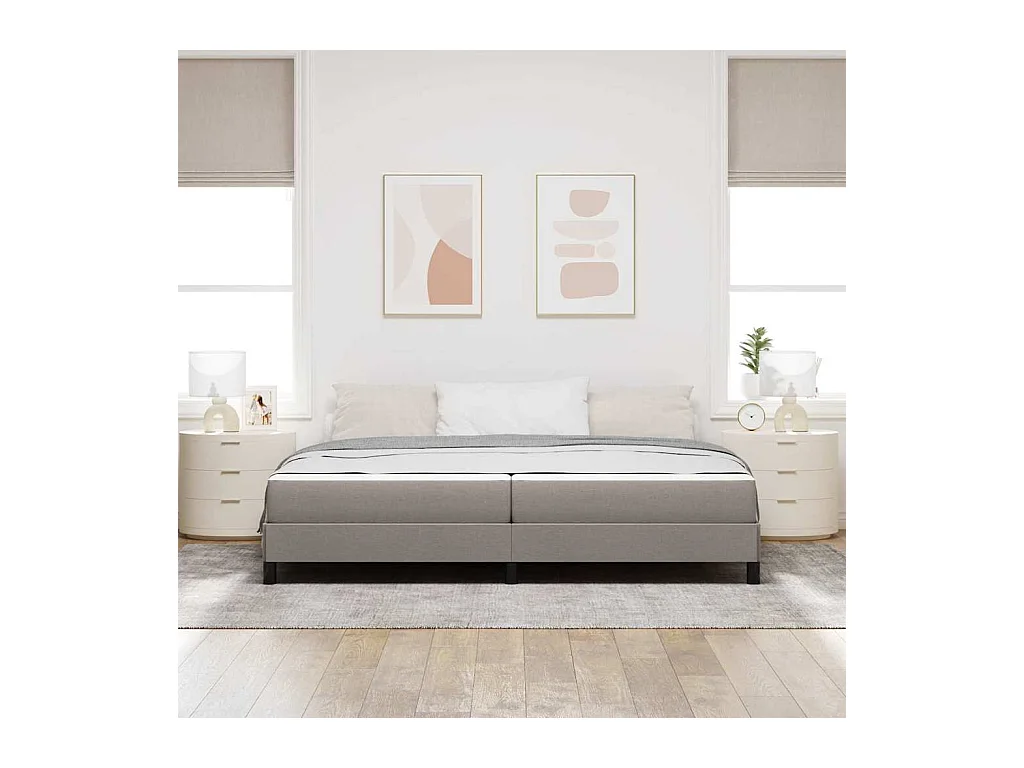 Cama tipo Box Spring con colchón Taupé 200 x 200 cm tela