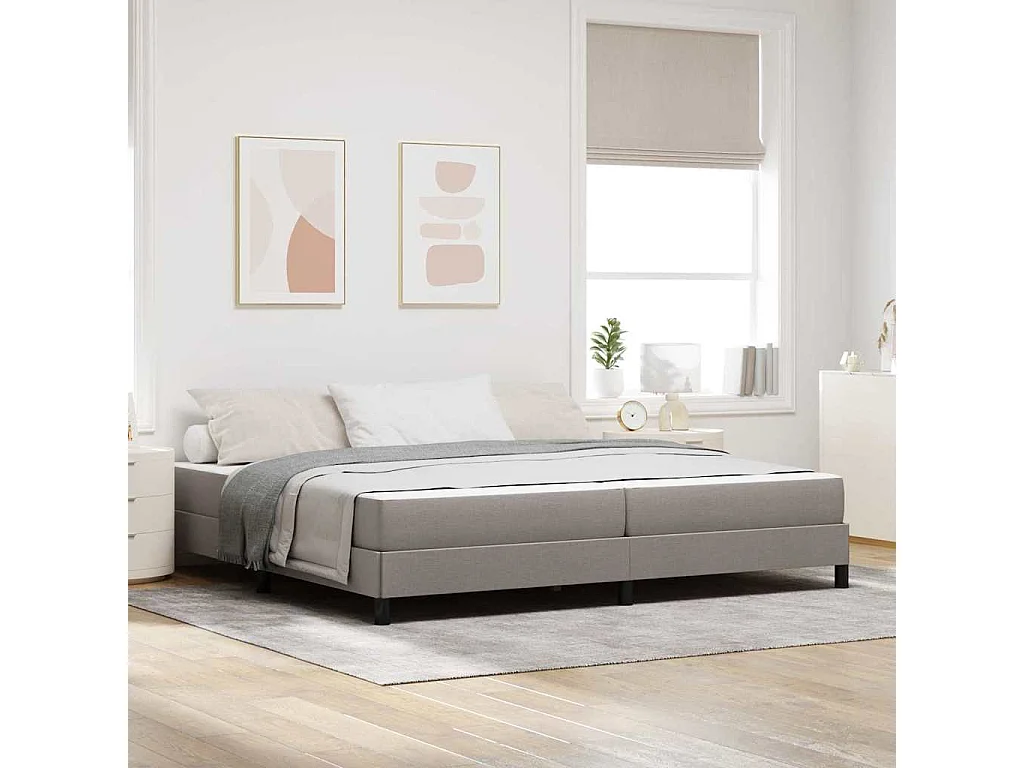 Cama tipo Box Spring con colchón Taupé 200 x 200 cm tela