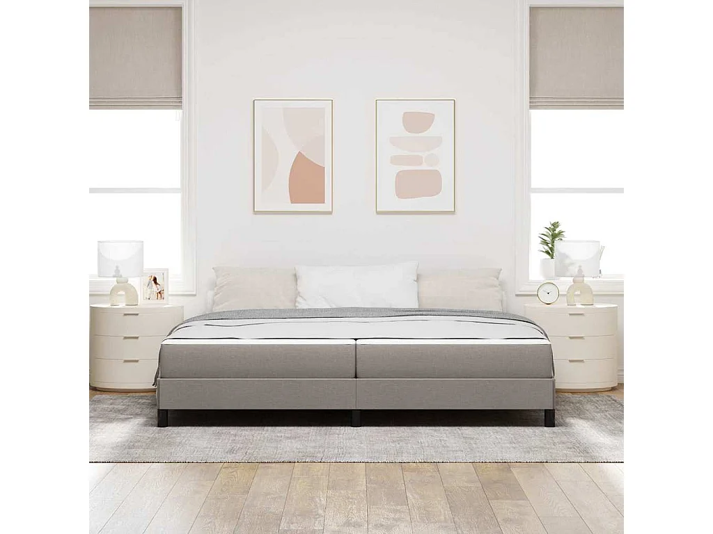 Cama tipo Box Spring con colchón Taupé 200 x 200 cm tela