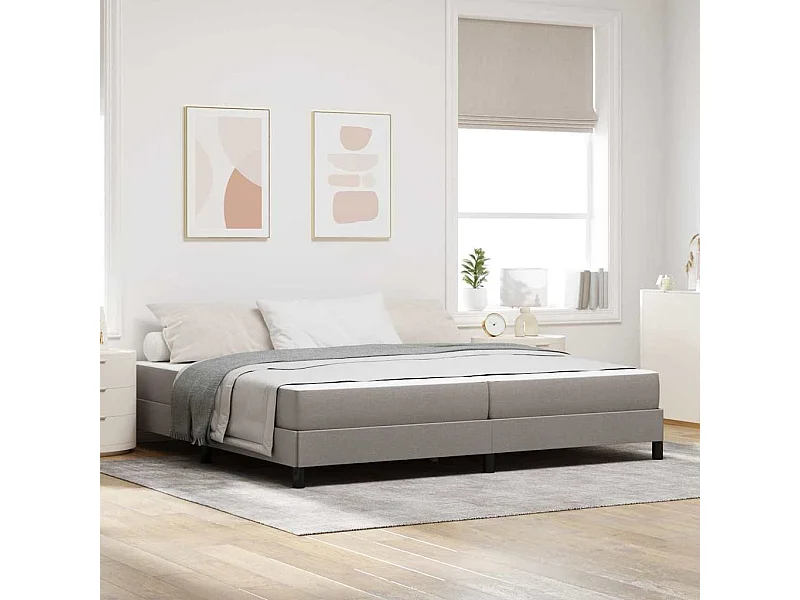Cama tipo Box Spring con colchón Taupé 200 x 200 cm tela