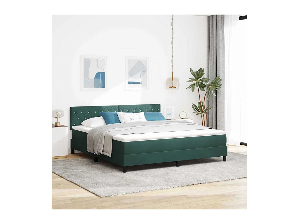 Boxspring bed met hoofdeinde Donkergroen 180 x 200 cm Fluweel