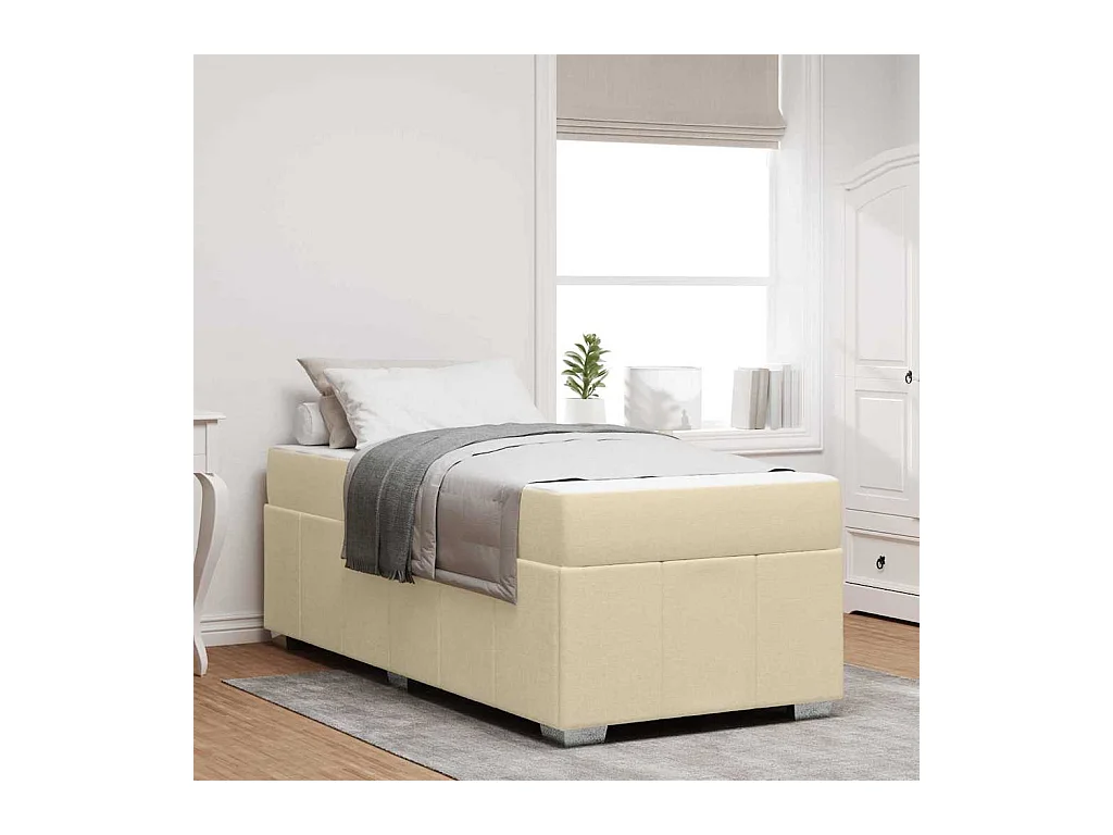 Cadre de lit avec matelas Crème 80 x 200 cm tissu