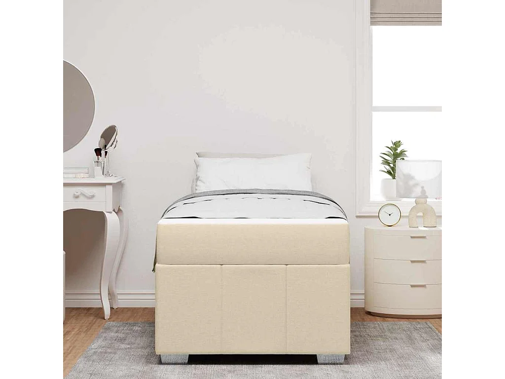 Estrutura da Cama com colchão Creme 80 x 200 cm tecido