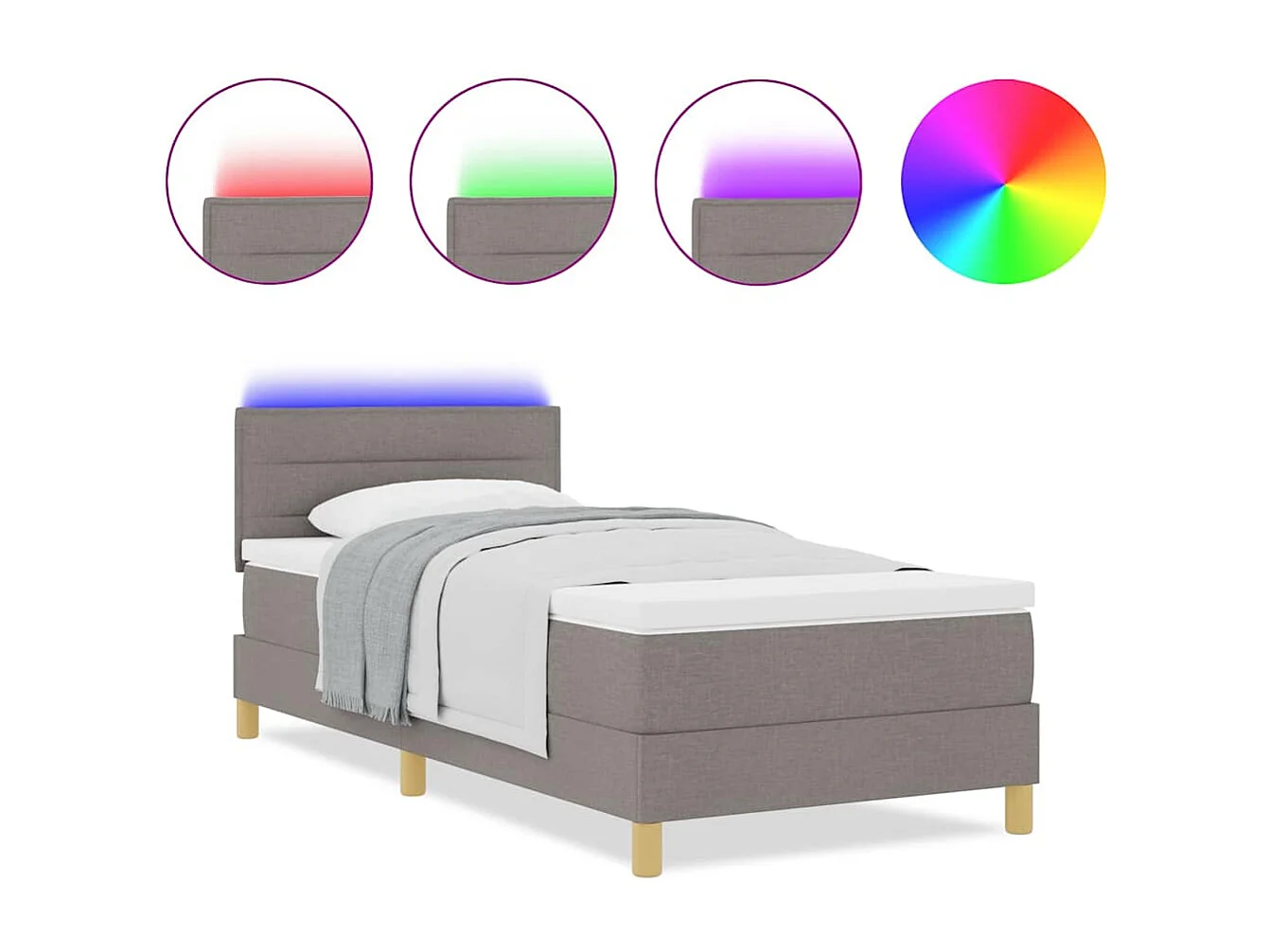 Cama tipo Box Spring con colchón Taupé 90 x 200 cm tela