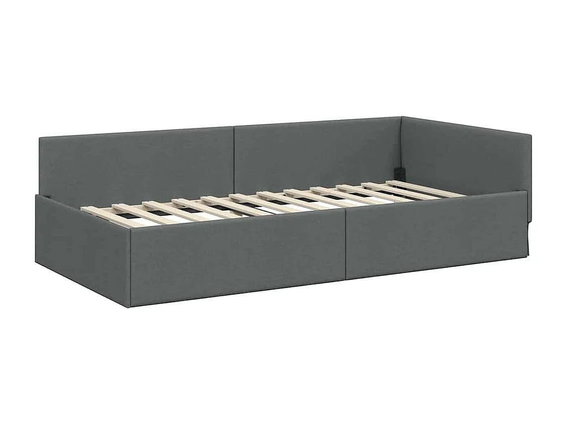met hoofdeinde Donkergrijs 100 x 200 cm Stof en Engineered Hout