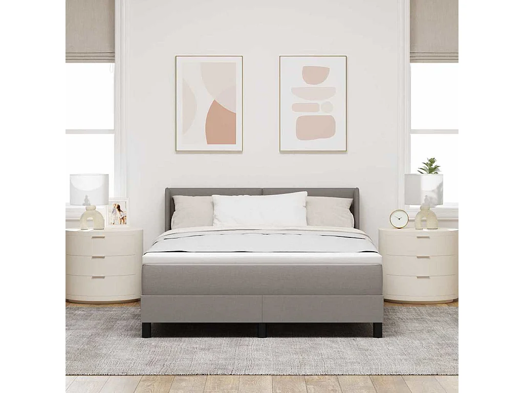 Cadre de lit avec matelas avec matelas Taupe 140 x 190 cm