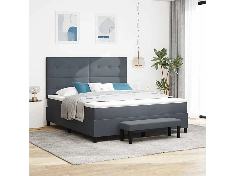 Cadre de lit avec matelas Gris foncé 180 x 200 cm Velours