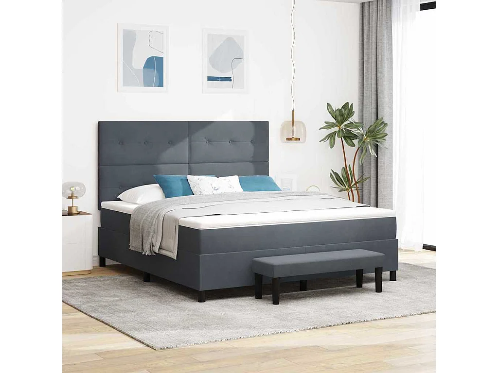 Cama tipo Box Spring Gris oscuro 180 x 200 cm Terciopelo