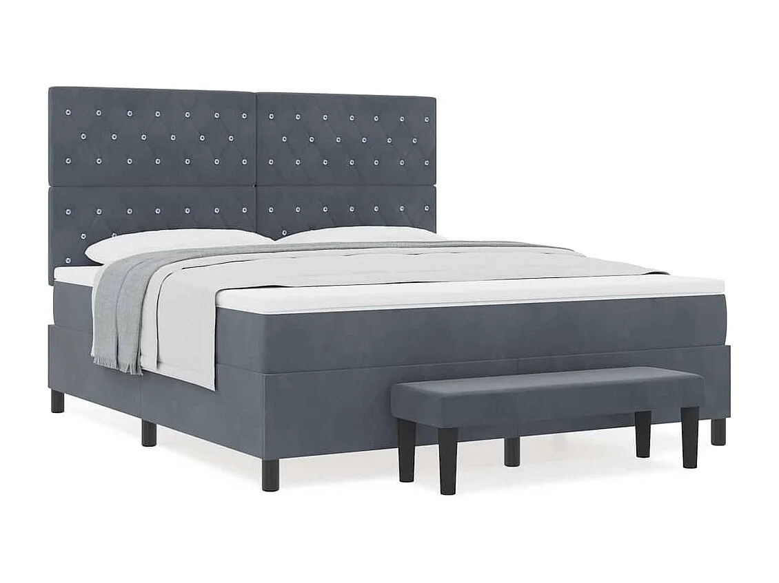 Cama tipo Box Spring Gris oscuro 180 x 200 cm Terciopelo